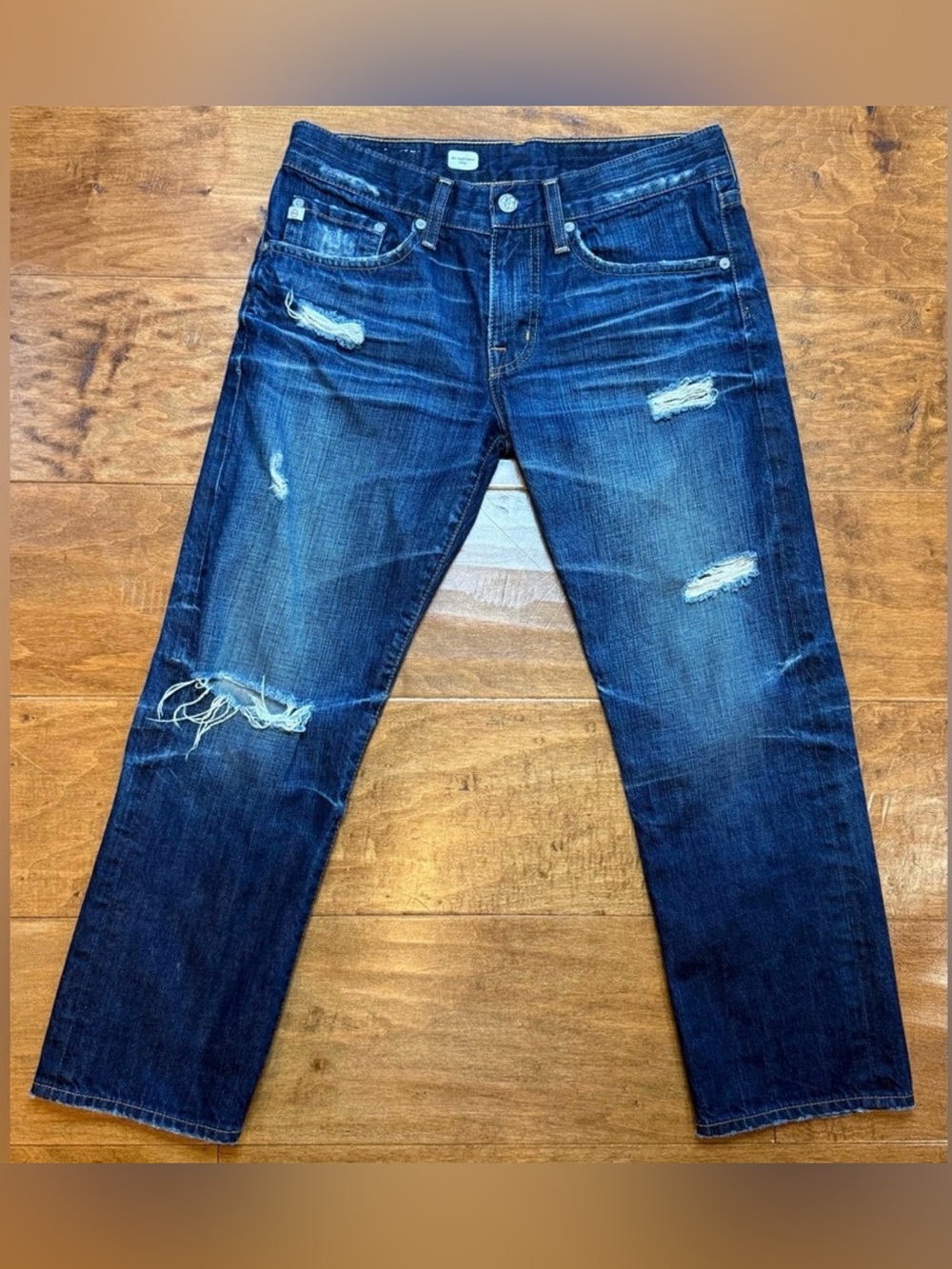 AG Ex Boyfriend Crop Jeans 26 Distressed Vintage Wash Cropped